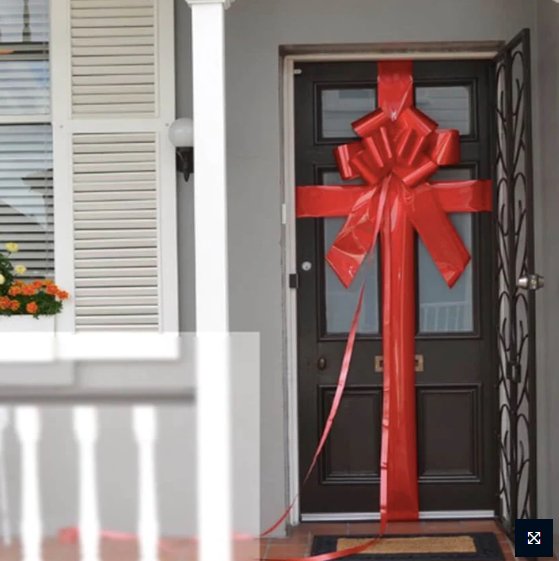 Welcome Home Door Bow - Classic High-Sheen Finish Red